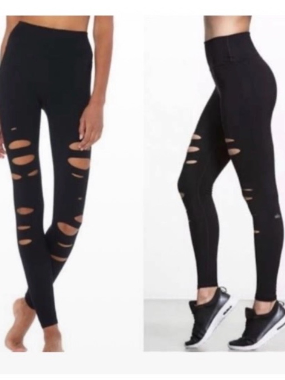 ALO Yoga Black Warrior Sexy  High-Waist Ripped Leggings